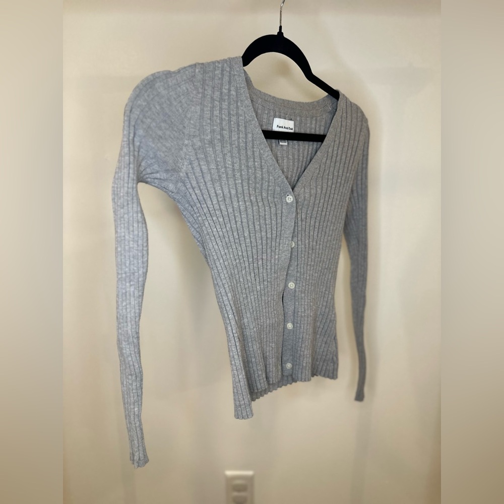 Frank & Oak Women's Gray Ribbed Cardigan